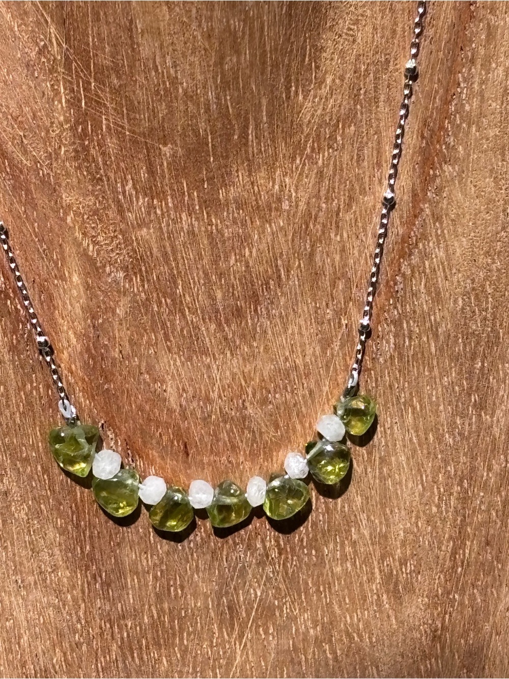 Handmade Peridot and Moonstone Sterling Silver Necklace